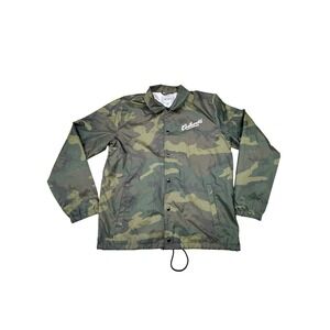 Carhartt WIP Coach Jacket Mens Medium Camo Green Windbreaker Snap Front